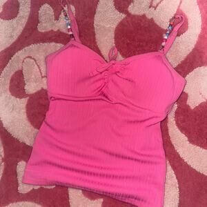 Pink beaded cami top